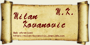 Milan Kovanović vizit kartica